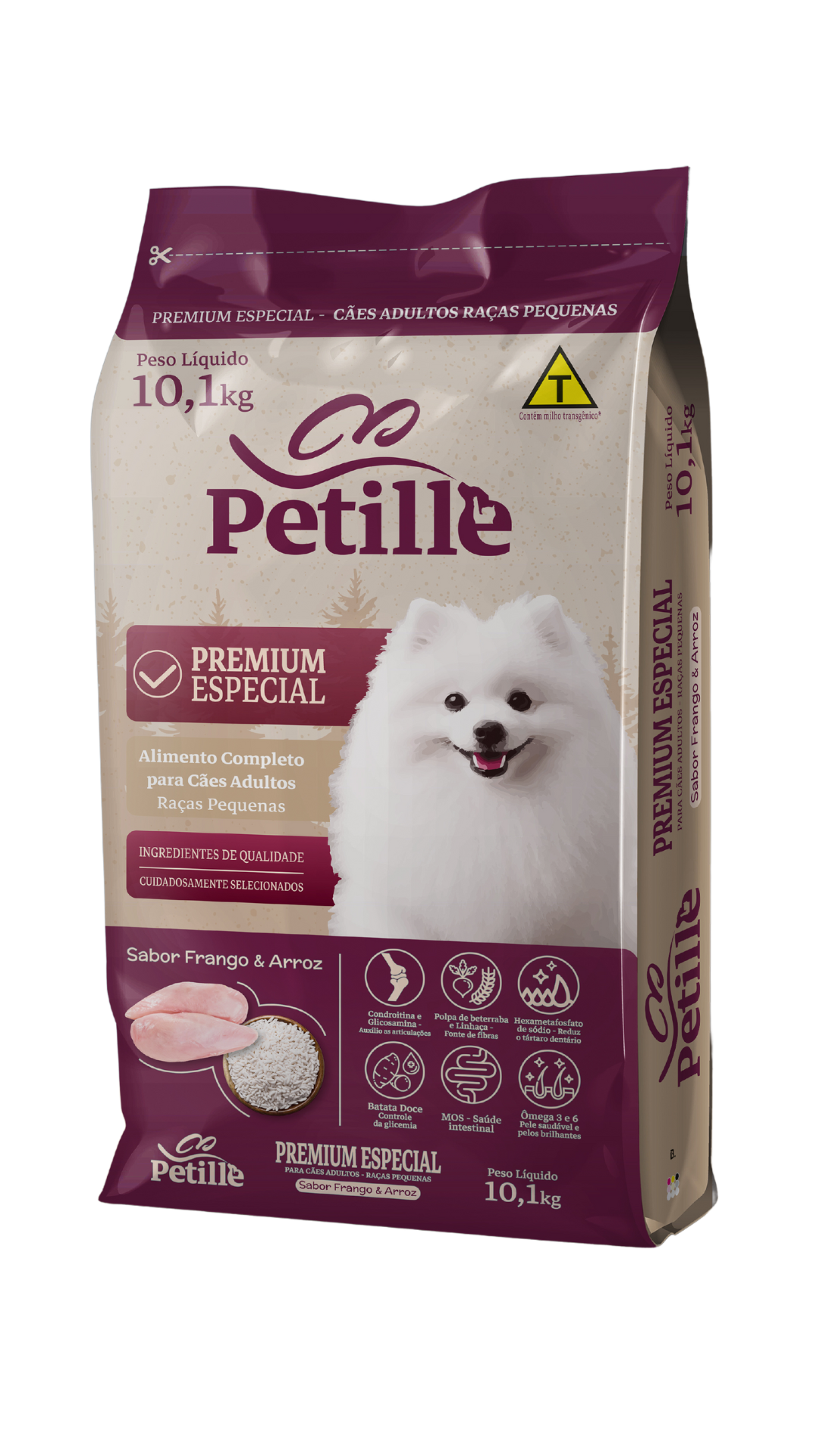 Petille Cães Adultos Raças Pequenas Sabor Frango e Arroz