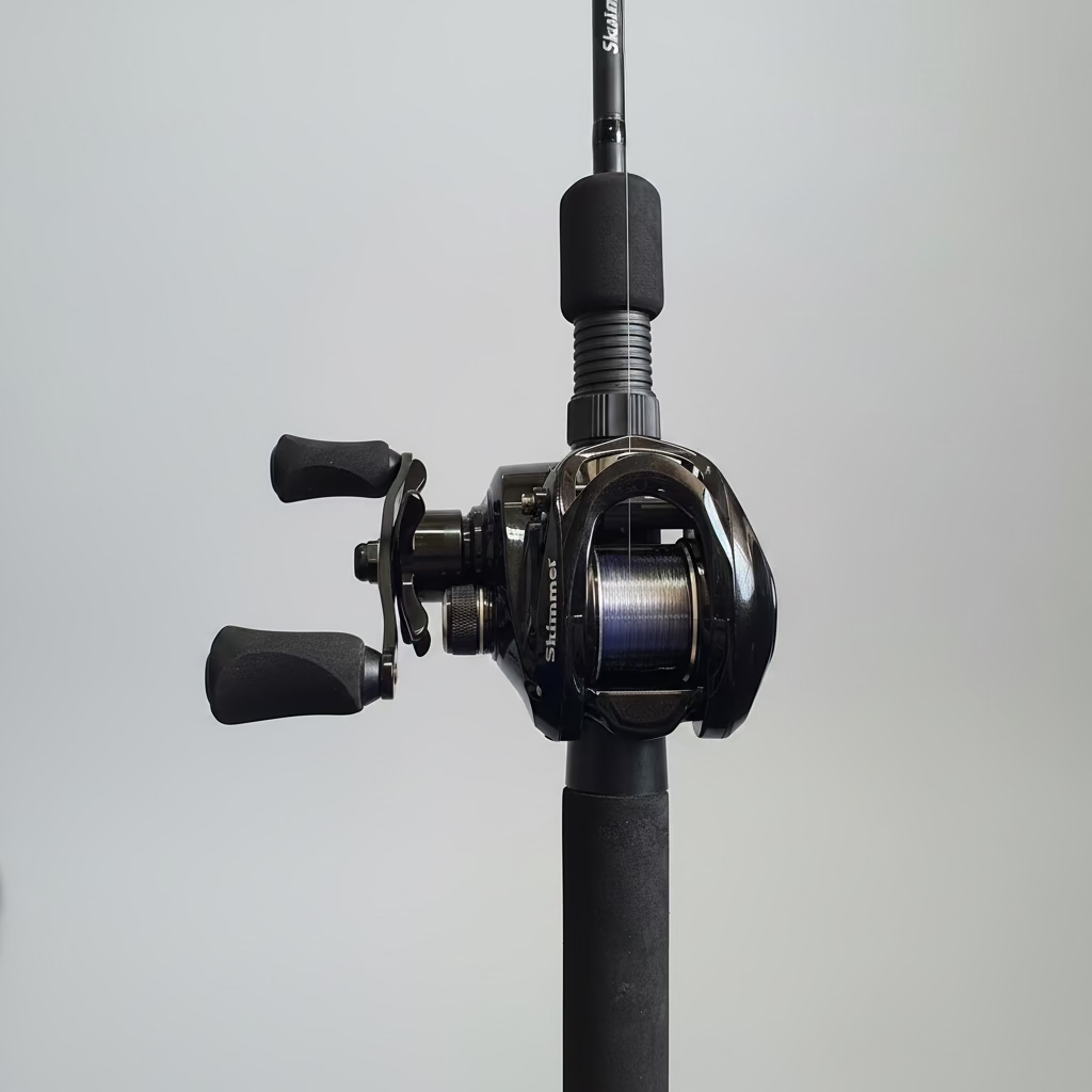 Carretilha Skimmer + Vara gladiador com spinner e linha Max force