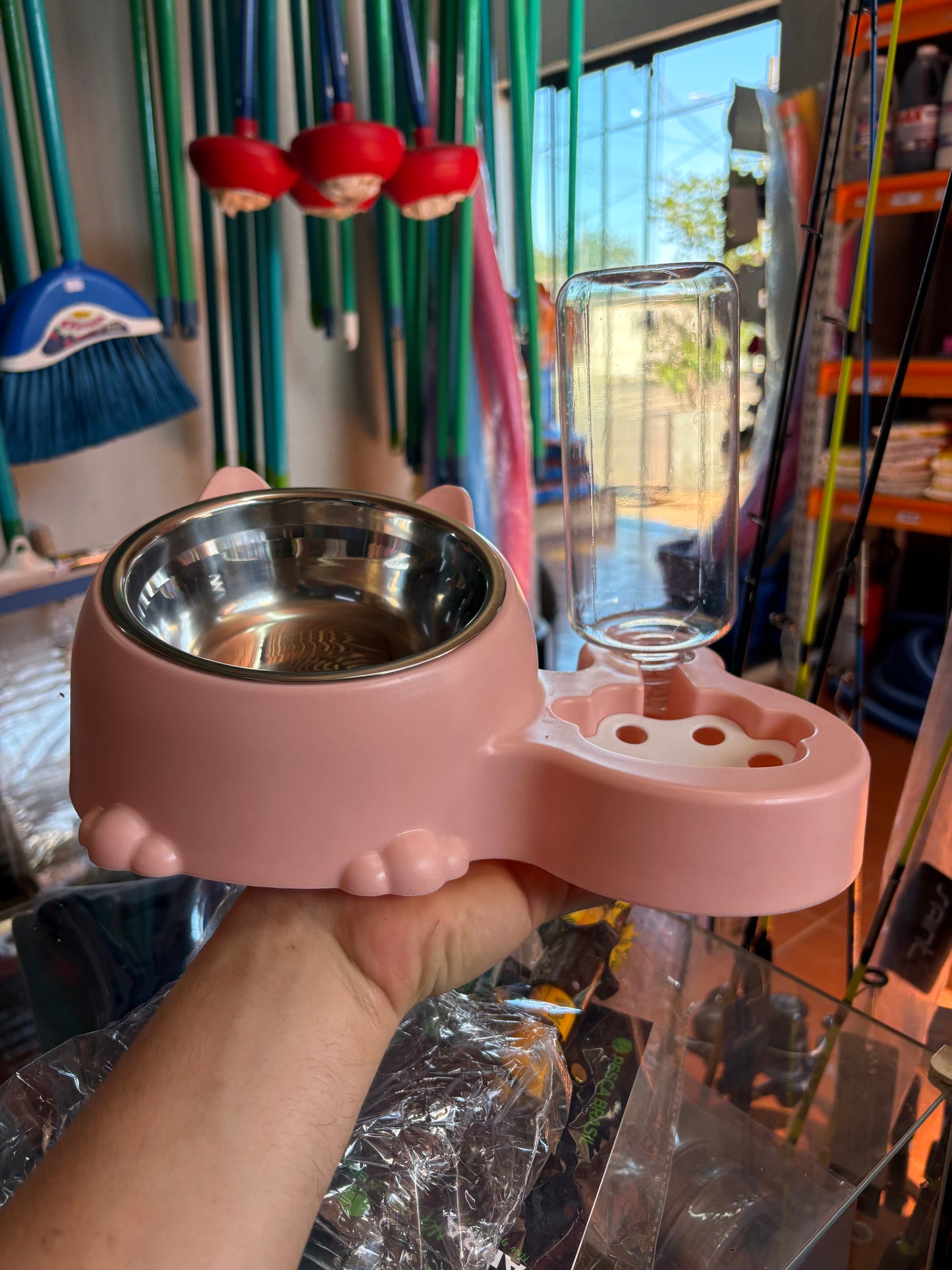 Comedouro inox e bebedouro para gatos- não molha o pelo