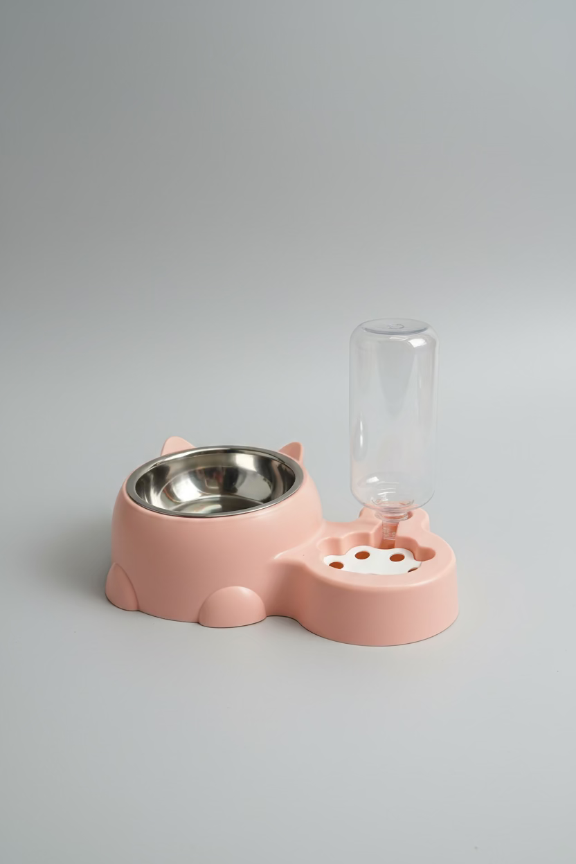 Comedouro inox e bebedouro para gatos- não molha o pelo