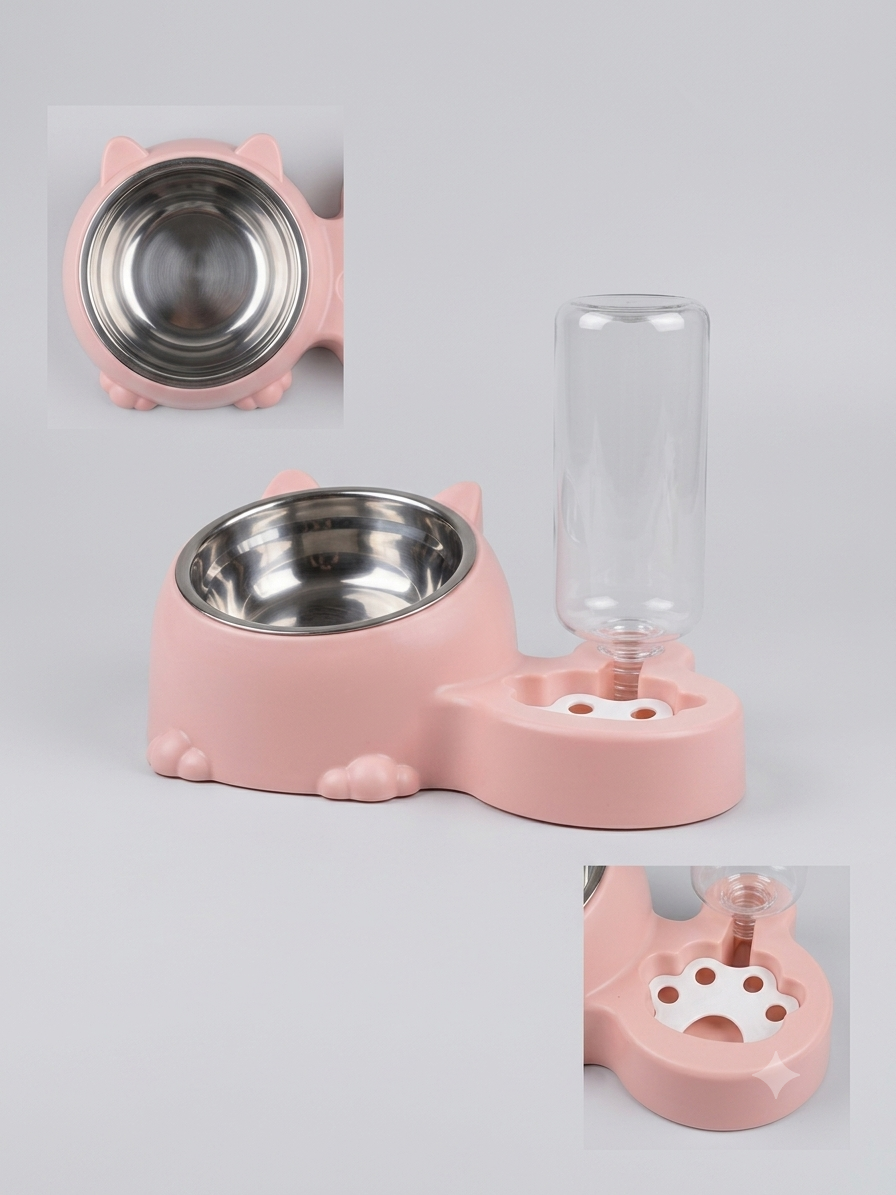 Comedouro inox e bebedouro para gatos- não molha o pelo
